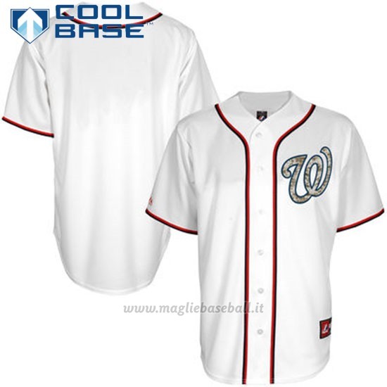 Maglia Baseball Uomo Washington Nationals Majestic Bianco Cool Base button Up